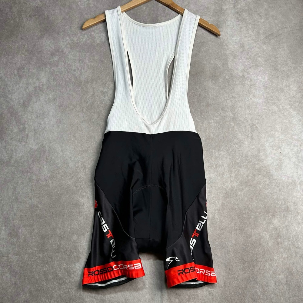 Castelli Rosso Corsa Cycling Bib Shorts Mens Medium Black White Padded Tech Labs